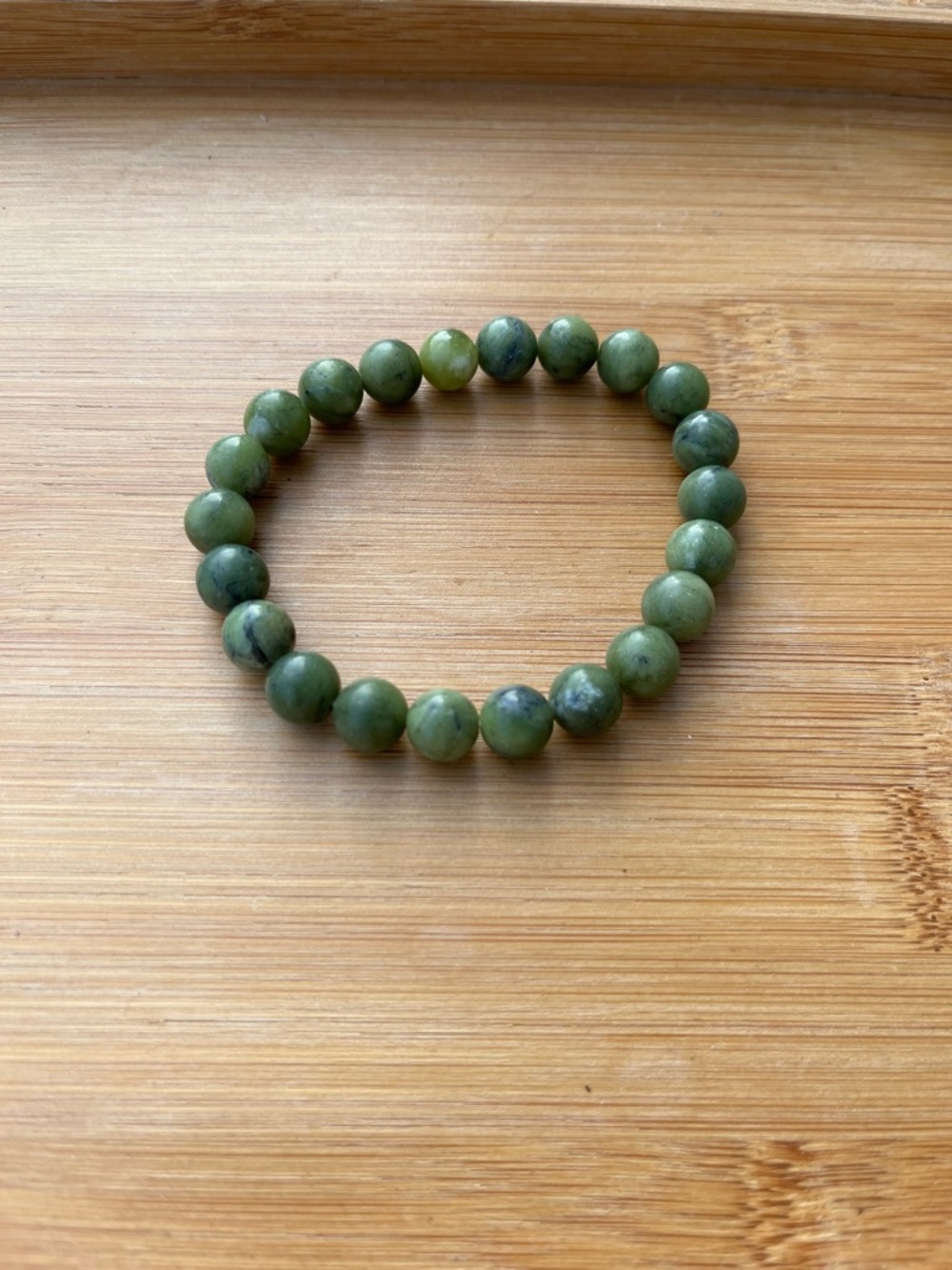 Green Beaded Stretch Bracelet - Natural Stone 6.5 inches handmade by Jayglam7 - Picture 4 of 10